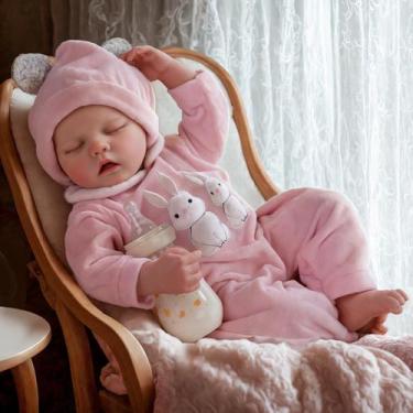 Imagem de Boneca Reborn Baby Doll JIZHI Lifelike Girl 43 cm com kit de alimentaç