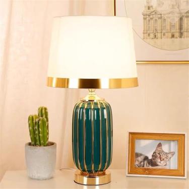 Imagem de Luminária de mesa contemporânea em cerâmica com LED, elegante e luxuosa, para sala de estar, quarto, escritório, casa de campo, hotel, engenharia, cabeceira ou mesa de trabalho (Estilo 18)