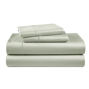 Imagem de Jogo de lençol Queen 100% algodão egípcio – Conjunto de lençóis Queen de 4 peças, respirável e resistente ao desbotamento, tecido de cetim sedoso para conforto no inverno, roupa de cama de luxo