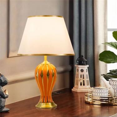 Imagem de Luminária de mesa contemporânea em cerâmica com LED, elegante e luxuosa, para sala de estar, quarto, escritório, casa de campo, hotel, engenharia, mesa de cabeceira (Estilo 5)