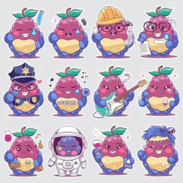 Imagem de Adesivo Decorativo Infantil Kawai com Personagens de Desenho para Quarto e Cadernos 40x40cm