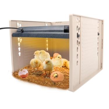 Imagem de Placa de aquecimento para pintinhos de 25,4 cm x 25,4 cm com temperatura ajustável, aquecedor de chocadeira para pintinhos em alturas ajustáveis, placa de chocadeira para pintinhos aquecedor de aves
