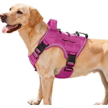 Imagem de Peitoral tático resistente para cães grandes, colete refletivo ajustável sem puxão com sistema Molle, controle de nível militar K9 para treinamento de serviço, atividades ao ar livre e mais de 10