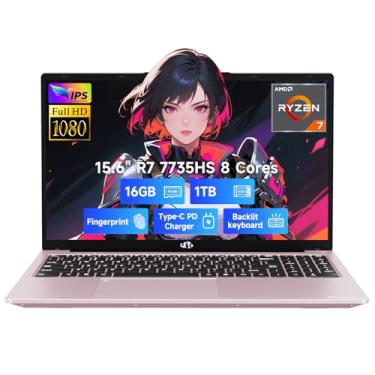 Imagem de NIMO Laptop para jogos IPS FHD de 15,6 polegadas, 8 núcleos Ryzen 7 7735HS 16GB DDR5 RAM SSD 1TB (Beats i7-12650H, até 4,75GHz) Computador com teclado Radeon 680M 100W Tipo-C Backlit Desbloqueio de