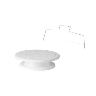 Imagem de Prato Bolo Giratorio e Cortador Inox Nivelador Fio Ajustavel