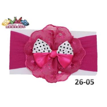 Imagem de 1 Faixa Cabelo C/Laço Infantil Bebê Meia De Seda Mod 26 - Mundo das Me