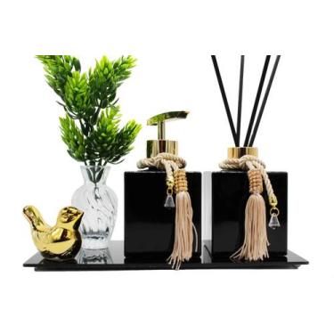 Imagem de Kit Lavabo Luxo C/ Vasinho Porta Saboneteira e Aromatizador - Seven Gl