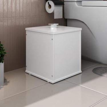 Imagem de Lixeira Banheiro Cesto Cozinha Luxo MDF - Fabribam Gabinetes, Branco