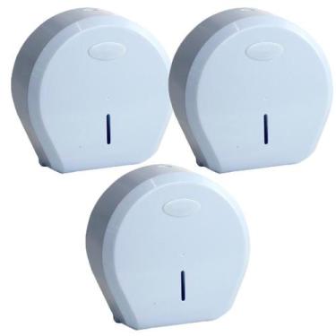 Imagem de Kit com 03 Dispensadores Suporte Porta Papel Higiênico Rolão Rolo 300 