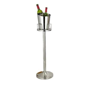Imagem de Balde de gelo de aço inoxidável bicamada preservação do calor isolamento frio bonito KTV champanhe vinho tinto cerveja gelo bloco de gelo balde comercial (prata, estilo europeu)