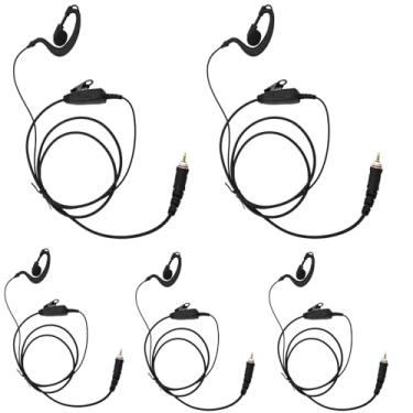 Imagem de Pdflie Fone de ouvido de rádio bidirecional em forma de G, fone de ouvido com microfone Ptt, Walkie Talkie, compatível com Motorola clp1010e clp1080e clp 1010e 1080e (preto, com fio, pacote com 5)