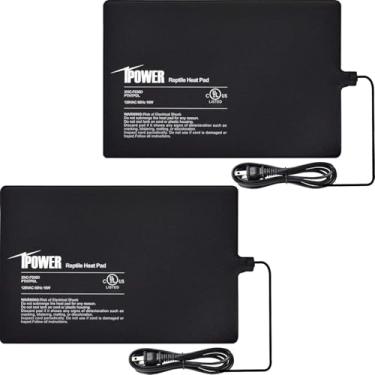 Imagem de iPower Almofada térmica para répteis de 20 x 30 cm, aquecedor de terrário com design eficiente em energia e à prova d'água para tartarugas, lagartos, cobras, pacote com 2