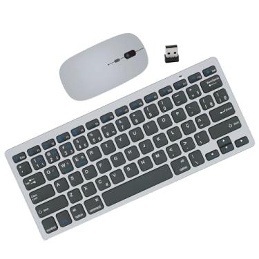 Imagem de KIT Teclado e Mouse Sem Fio Bluetooth para Tablet Macbook iPad iMac Notebook PC, Premium Silencioso Minimalista Portátil ABNT2
