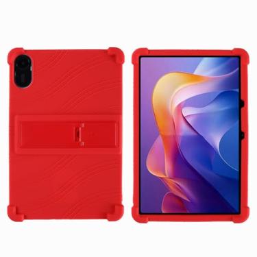 Imagem de QYiiD Capa para Xiaomi Redmi Pad 2 de 11 polegadas 2025, capa de silicone leve para crianças com suporte dobrável para Xiaomi Redmi Pad 2 de 11 polegadas, vermelha