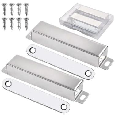Imagem de GOLD DEER Pacote com 2 ímãs magnéticos resistentes para porta de armário de aço inoxidável com trava magnética forte para porta de armário para porta de tela, porta de despensa, porta de celeiro e