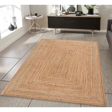 Imagem de Goroly Home Tapete trançado de juta tecida à mão, 9,5 x 1,5 m - Cor natural, tapetes de entrada Boho reversíveis para cozinha, sala de estar, casa de fazenda, interior e exterior - 91 x 152 cm