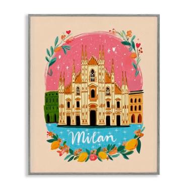 Imagem de Stupell Industries Arte giclée emoldurada branca de Milão com bordas florais, design por Yen, 14 x 11