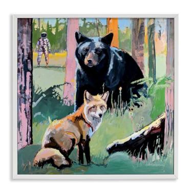 Imagem de Stupell Industries Arte giclée emoldurada de animais da floresta no espaço profundo, design de Adam Swanson, 43 x 43 cm