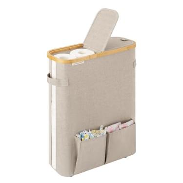 Imagem de StorageWorks Armazenamento de papel higiênico com tampas duplas, suporte de papel higiênico com bolso lateral, comporta 15 mega ou 20 rolos regulares, recipiente de armazenamento de papel para