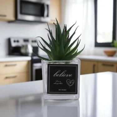 Imagem de Generic 1 peça de plantas falsas vidro seixos suculentas exibição plástico verde 5 x 5 x 15 cm