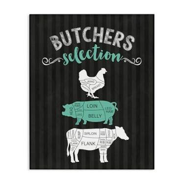 Imagem de Stupell Industries Arte de parede em tela preta e verde da Butchers Selection, design por Lettered and Lined, 20 x 16