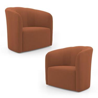 Imagem de Kit 02 Poltronas Decorativas Abby Veludo Terracota - Abmaza