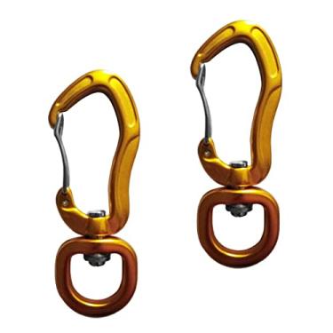 Imagem de Luzhengyang Conjunto de mosquetão de alumínio com peso de 2 peças para aventuras ao ar livre, gancho giratório para olhal, máximo de 400 kg, chaveiro de acampamento, caminhada, pesca - olho redondo