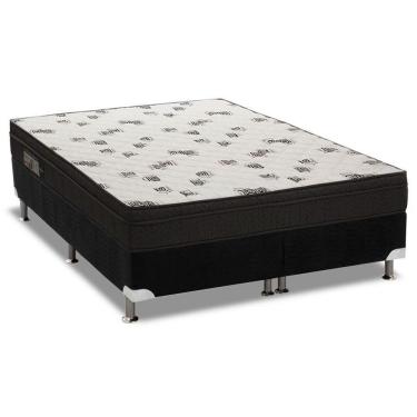 Imagem de Cama Box Queen: Colchão Espuma D45 Ortobom Light Saúde Ortopilow + Base Crc Suede Black(158X198)