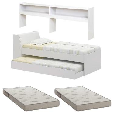 Imagem de Cama Solteiro Bicama Est Com 2 Colchões Ditália Bb2829 Branco