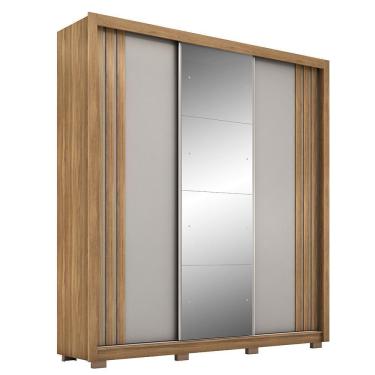 Imagem de Guarda Roupa Casal Moema 3 Portas  Amêndola Nude  Com Espelho E Pés - Demóbile Amêndola Nude