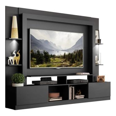 Imagem de Estante Com Suporte Tv 65" E Leds Berlim Multimóveis V3384 Preta Preto