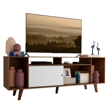Imagem de Rack para TV até 65" Cancun com Pés Rustic/Branco Madesa