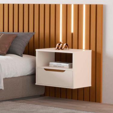 Imagem de Mesa De Cabeceira Suspensa Parede 1 Gaveta Branco Pérola