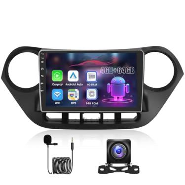 Imagem de Upriding Rádio veicular Android para Hyundai I10 2014 2015 2016 2017 2017 com tela sensível ao toque de 9 polegadas com carplay sem fio Android Auto, GPS/5G WiFi/DSP/Bluetooth/SWC/microfone, câmera de