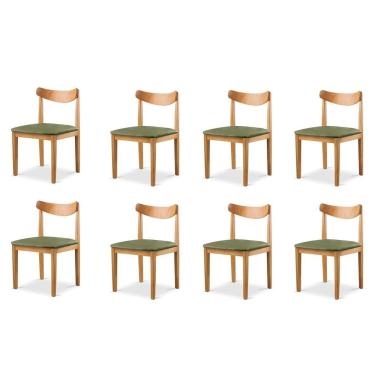 Imagem de Kit 8 Cadeiras Sala de Jantar Aurora Verde/Marrom