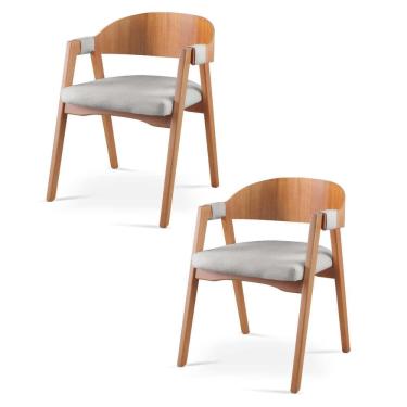 Imagem de Kit 2 Cadeiras para Sala de Jantar Luna Cinza/Mel