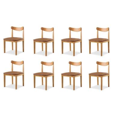 Imagem de Kit 8 Cadeiras Sala de Jantar Aurora Marrom/Mel