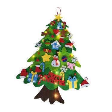Imagem de UGPLM Árvore de Natal de feltro para crianças, faça você mesmo, com luzes, para pendurar na parede. Presente natalino criativo para crianças, 98 cm (38,58, Style a