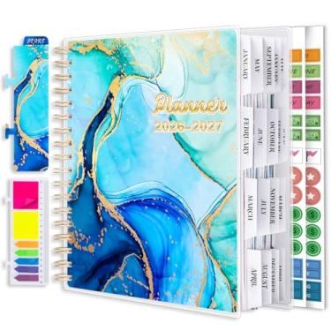 Imagem de Montcool Planner 2024-2025 20 cm x 24,9 cm, agenda anual de julho de 2024 a dezembro de 2025, abas de página, página separadora, pasta de bolso, marcador, conjunto de notas adesivas, azul