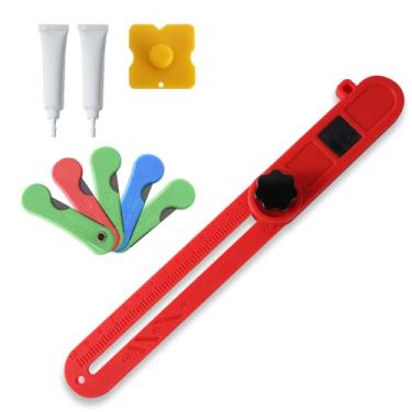 Imagem de YEFANXI Régua de linha de marcação Scriber, kit de ferramentas de acabamento de moldagem EVA, régua quadrada em T deslizante ajustável com escala de ajuste de ângulo, inclui 1 pasta de reparo, 5 facas