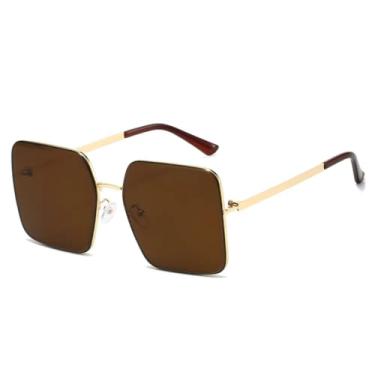 Imagem de HCHES Óculos de Sol Femininos com Lentes Coloridas, Armação Grande e Proteção UV400, Modelo Casual (Marrom)