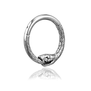 Imagem de ZMANYIJEW 16G Linhas Minimalistas Anéis de Septo Empilhados Ouro Septo Anel Septo Clicker Piercing de Nariz para Mulheres Homens (Cobra prata)