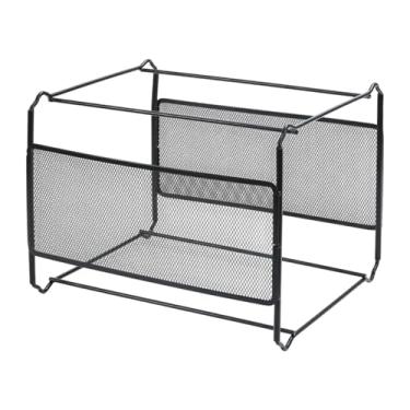 Imagem de RNXRZANK Organizador de Arquivos Suspenso, Armazenamento de Arquivos de Mesa, Suporte Vertical para Cestas de Armazenamento, Caixa Organizadora de Metal com Te, S