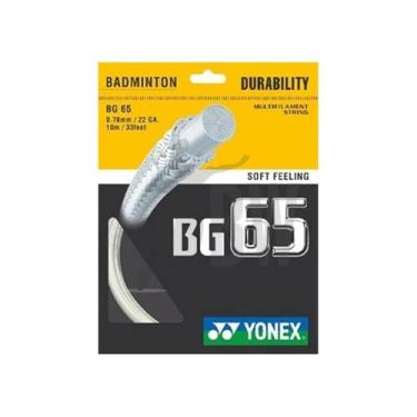 Imagem de Corda de badminton Yonex BG-65 branca com durabilidade de 10 m