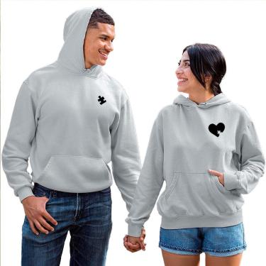 Imagem de Kit Moletom Masculino e Feminino 2 Blusas Canguru com Bolso e Capuz Quebra Cabeça-Unissex