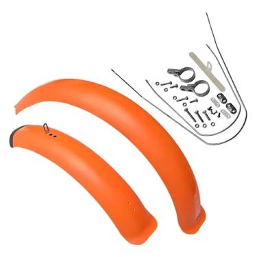 Imagem de Para-lamas para bicicletas com pneus largos, conjunto de para-lamas 26/20" x 4.0 para bicicletas dobráveis ​​de neve, bicicletas elétricas, BMX, MTB e peças de ciclismo.(20x4.0 Orange)