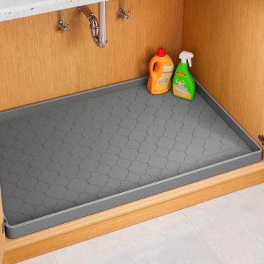 Imagem de Jin&Bao Tapete impermeável embaixo da pia 86 cm x 56 cm, protetor de armário espesso de silicone para cozinha e banheiro, forro de prateleira, organizador e armazenamento de casa, bandeja multiuso