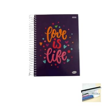 Imagem de Kit Caderno Feminino 20 Matérias Capa Dura 400 Folhas + Caneta Esferográfica 0.7mm Sortidas + Grampeador Alicate HP45