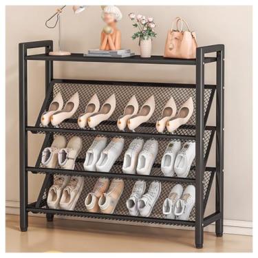Imagem de SPXMQSS Organizador de sapateira, armazenamento de armário de sapatos para porta de entrada, organizador de armazenamento fino de sapato, prateleiras inclinadas de malha, grande capacidade, espaço