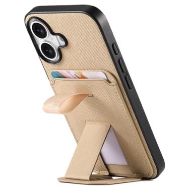Imagem de FWYANZH Capa de couro para iPhone 17 Pro Max/17 Pro/Air/17, capa carteira com suporte oculto com compartimento para cartão, capa protetora à prova de choque, bege, ar